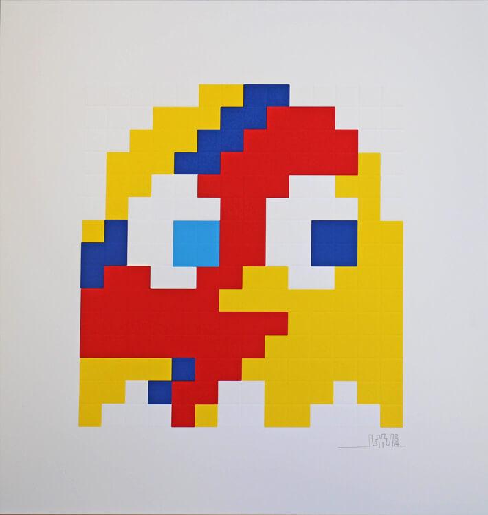 INVADER â€“ Aladdin Sane Inky (Yellow) , hand signed (1 of 1)