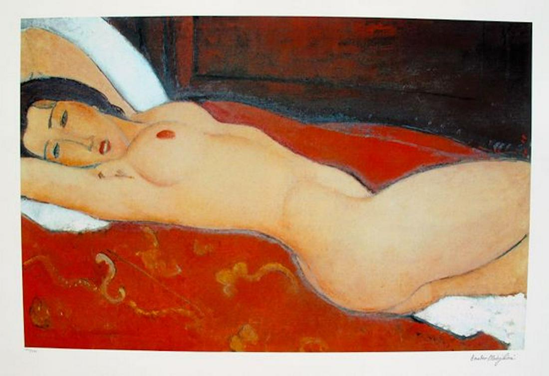 Amadeo Modigliani RECLINING NUDE Signed Limited Edition: Pencil numbered from an edition of 375. Made on thick quality archival paper. Paper measures 28" x 22". In mint condition, comes unframed. Comes with a certificate of authenticity.