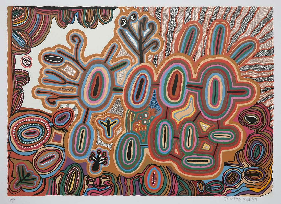 Doris GingingaraÂ | Â Hunting for Ducks and Geese: limited edition silkscreenÂ Â 59 x 42 cm This was made for Yilpinji (â€˜Love Magicâ€™), a portfolio of prints by Australian aboriginal artists representing traditional courtship rituals 