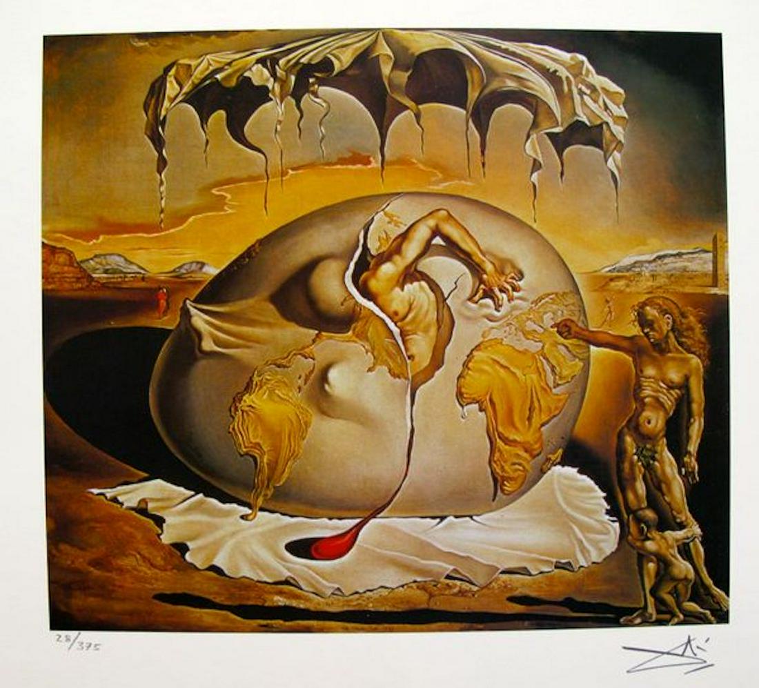 Salvador Dali GEOPOLITICAL CHILD Signed & Numbered: This is a limited edition giclee titled â€œGeopolitical Child Watching the Birth of the New Man” by Salvador Dali.