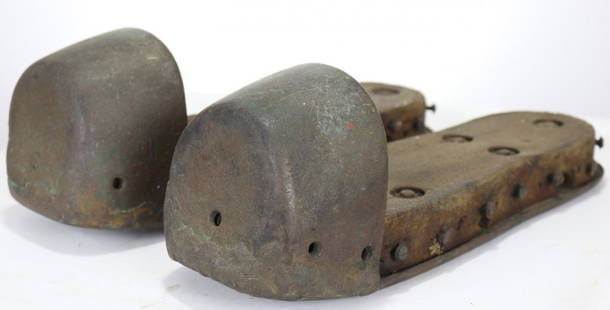 Antique Divers Boots - Wood Sole & Brass Toe: Pair of very old divers boots - only wood sole and brass toe are remaining. Would be an excellent set to restore. Very few of these vintage of boots survive today.