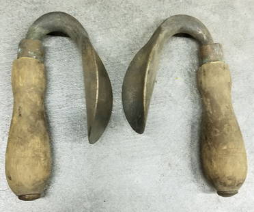 Antique Divers Suit Cuff Expanders - Brass & Wood: Pair of vintage divers cuff expanders. Both are made of brass with wood handle.