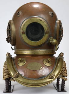 Siebe Gorman 6 Bolt Admiralty Pattern Diving Helmet: When conjuring the image of what a classic English diving helmet looks like – the 6 bolt Admiralty Pattern helmet made by Siebe Gorman comes to mind. Siebe Gorman started making the first diving hel