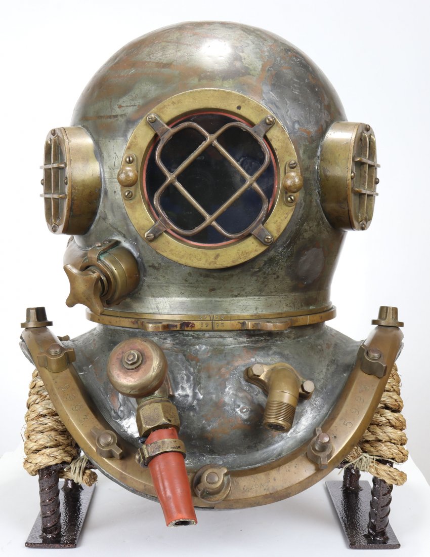 Morse 1940s Modified Pacific Northwest Diving Helmet: This helmet was made by arguably the most famous American helmet maker, the Morse Diving Equipment Company. Located in Boston, Massachusetts, this company would start making diving helmets and related
