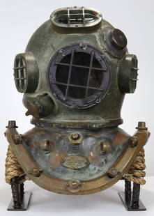 Rare WW2 Morse Commercial Antique Diving Helmet: This helmet was made by arguably the most famous American helmet maker, the A.J. Morse & Son Company. Located in Boston, Massachusetts, this company would start making diving helmets and related equip