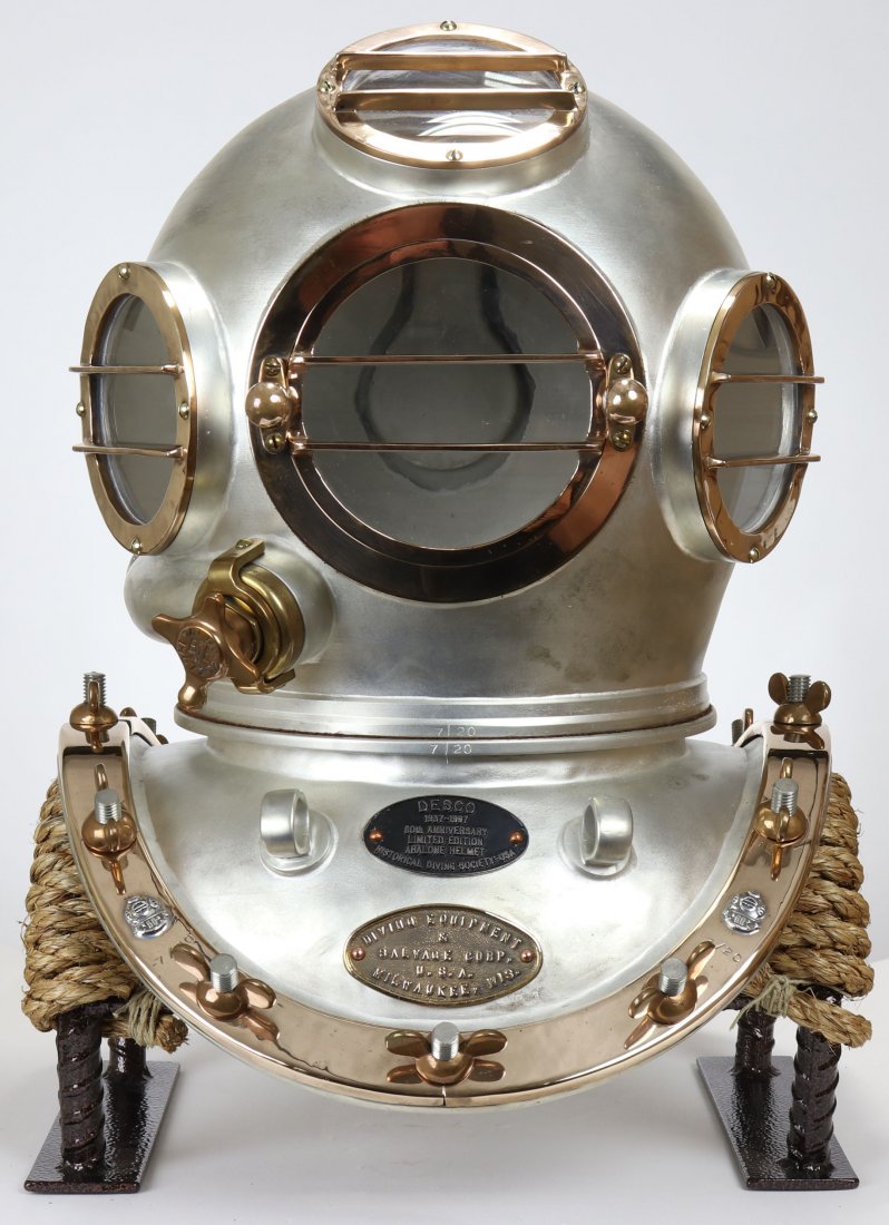 DESCO 60th Anniversary HDS Abalone Diving Helmet 1 / 20: This beautiful helmet was made by Diving Equipment & Supply Company (DESCO). Located in Milwaukee, Wisconsin, this company would start making diving helmets and related equipment in 1937. The company�