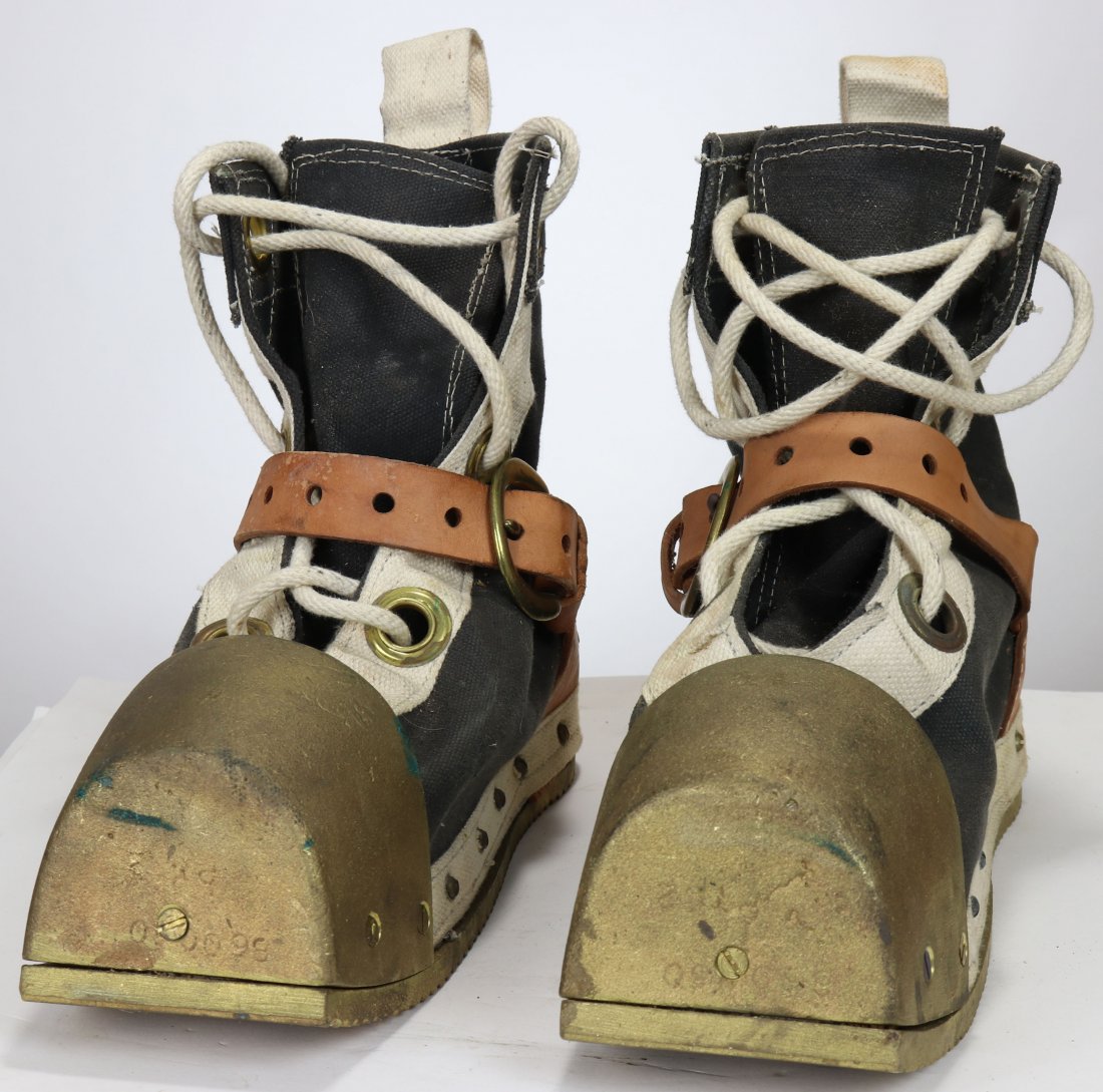 Vintage Lightweight Black & Tan Diving Boots - NICE: This pair of boots is in fantastic condition with what appears to be very limited use. Black & white canvas top gives these boots a sharp look and noticeable difference from single color military exam