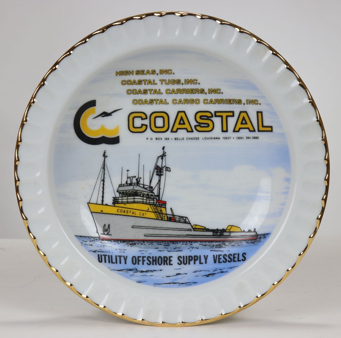 Vintage Coastal Utility Offshore Supply Display Plate: Great looking display plate for the Coastal company and its various subsidiaries; High Seas Inc, Coastal Tugs Inc, Coastal Carriers Inc and Coastal Cargo Carriers Inc. Plate is in excellent condition,