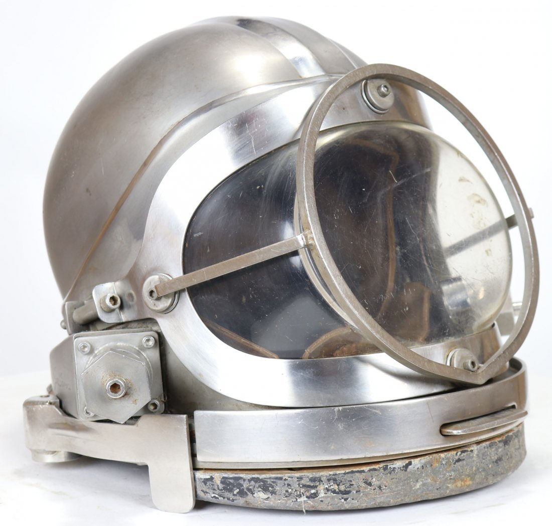 Rare Joe Savoie Stainless Steel Diving Helmet 1970s: Rare opportunity to own arguably the most desirable diving helmet made during the early 1970s. This stainless steel helmet was made by Joe Savoie of Boutte, Louisiana. It is serial #78 and in very goo
