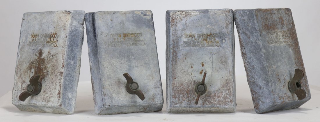 Set of Miller Dunn 1 or 2 Divinhood Weights & Hardware: Very nice complete set of lead weight and brass hardware that will fit a Miller Dunn Divinhood Style 1 or Style 2. A majority of surviving helmets are missing the weights. The lead weights are contemp