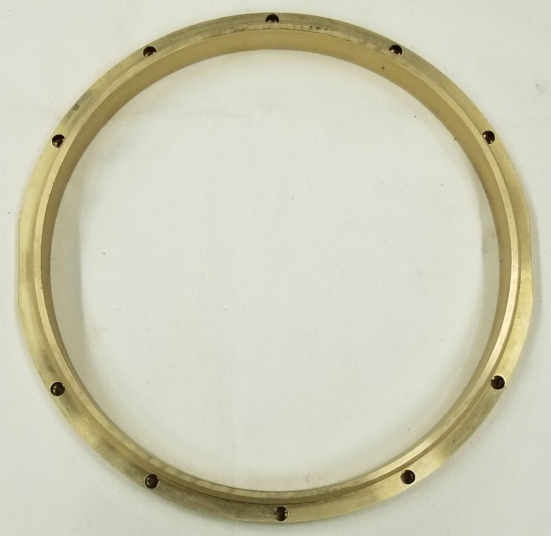 Mark 12 Diving Helmet Breech Ring, Solid Brass New: This is the ring that attaches to the helmets and also the neoprene suit. These rings are commonly bent up on Mark 12 helmets decommissioned by the Navy. This ring is brand new, solid brass.