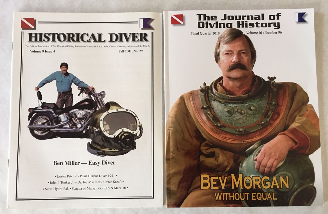 Bev Morgan & Ben Miller History 2 HDS Mags: Bev Morgan and Ben Miller. Two HDS USA membership magazines on two famous commercial helmet manufacturers. The one on Ben is from 2001 by John Kane and Leslie Leaney, and is in black and white. They w