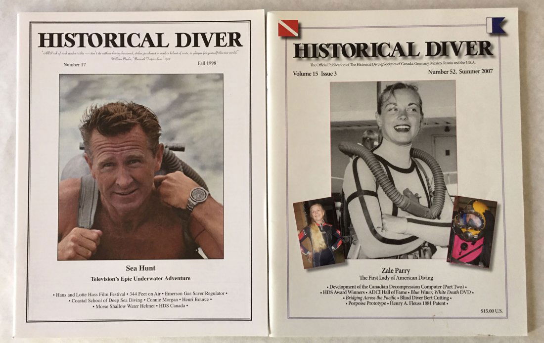 Sea Hunt / Lloyd Bridges Historical Diver Mags: SEA HUNT. Two HDS USA membership magazines in very good condition. Sea Hunt. Televisions Epic Underwater Adventure is by Kent Rockwell who interviewed Lloyd Bridges and is 11 pages. Zale Parry, The Fi