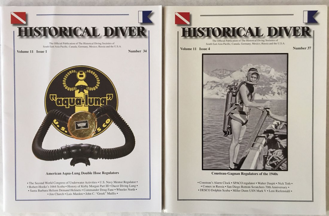 Cousteau Gagnan & Double Hose Regulators 2 HDS Mags: Cousteau Gagnan Regulators of 1940s and U S Divers Double Hose Regulators. Two HDS USA membership magazines with lots of information on early CG regulators USD two hose regulators, written by Mark How