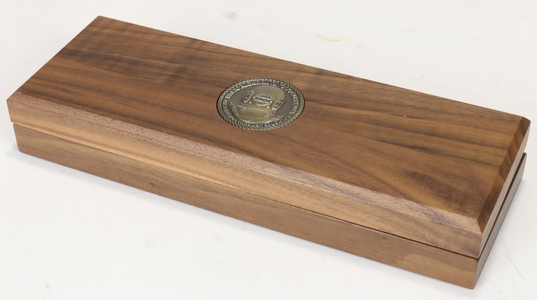 HDS Challenge Coin Set of 5 In Wood Presentation Box #2: Helmets In History challenge coin set of 5 in wood presentation box. This serial numbered set features the US Navy Mark V, Mark I, Russian 3-Bolt and Kirby Morgan Superlite diving helmets. There is al