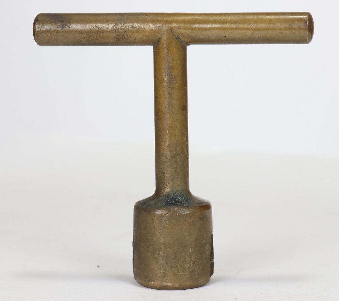 Asian Diving Helmet Wing Nut Tee Wrench: Very nice vintage tee wrench for use on most Asian made diving helmet wing nuts. Made of brass, good condition.