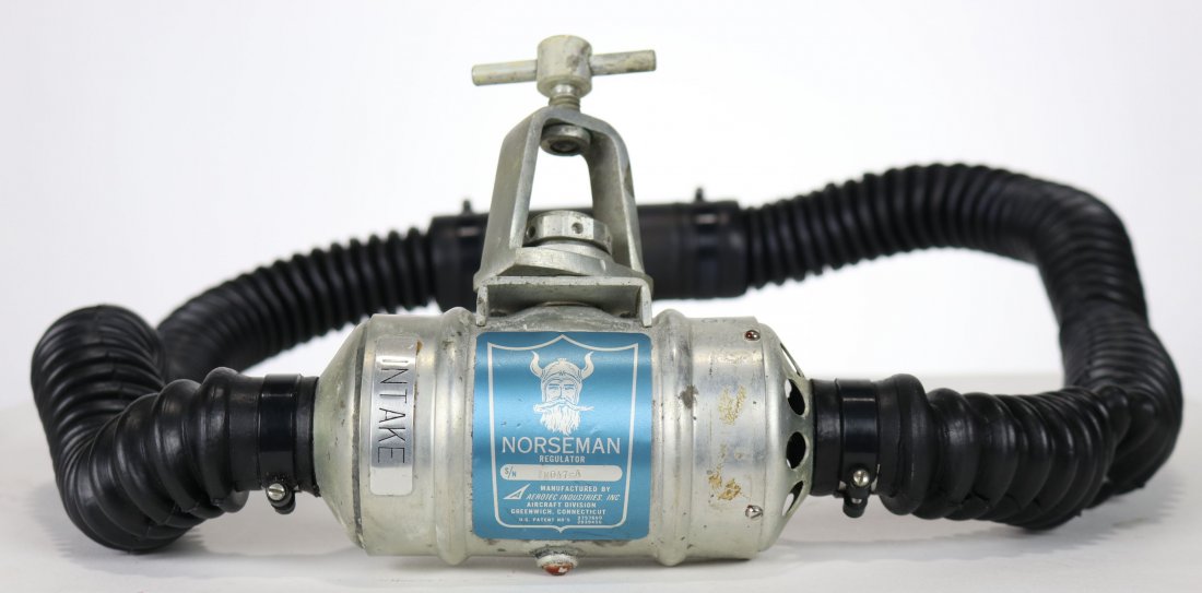 Viking Norseman Beer Can US Navy Regulator: Rarely found Viking / Norseman double hose regulator. Known as the Beer Can these were made for only a short period of time during the early 1960s. This specific example was made for the United States