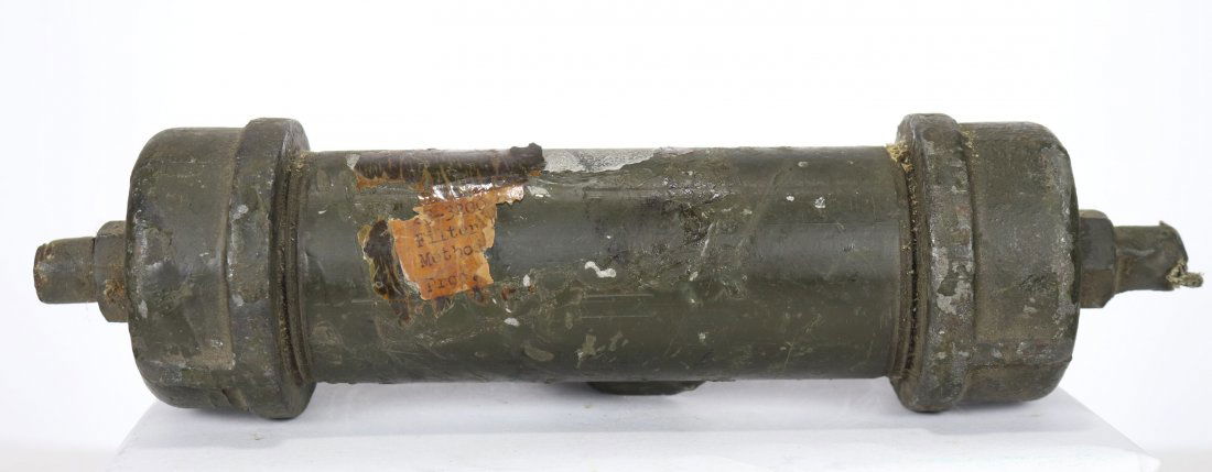 WWII Ohio Rubber Divers Air Line Filter Assembly: During World War II the Ohio Rubber Company made Emergency Diving Sets. Contained in a metal box, the set was made up of a shallow water rubber diving mask, hose, weight belt and other equipment. One