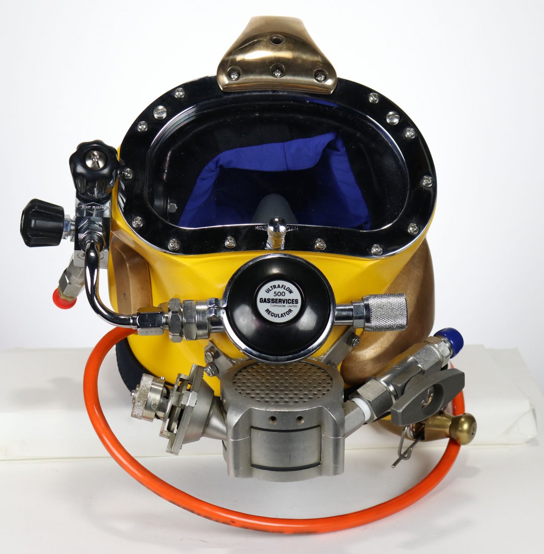 Krasberg Reclaim Diving Helmet Flawless Rare Helmet: From a private collection that acquired and maintained this like new flawless diving helmet from the early 1970s. This is a Krasberg Reclaim helmet built by Alan Krasberg, aka GDS in Aberdeen, UK. The