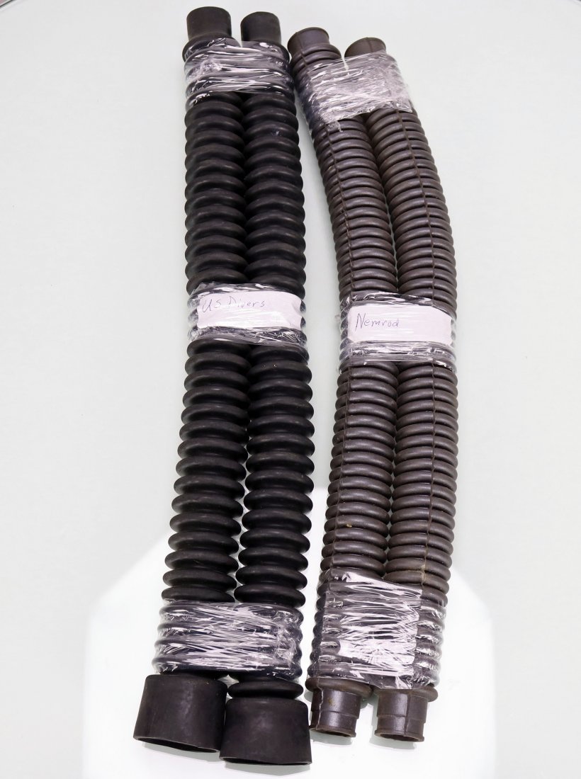 New Double Hose Regulator Hoses Nemrod & US Divers: As new, two pair of hoses, one set is for U.S. Divers and the other set for a Seamless Nemrod double hose regulator. All items will be shipped with a signature required upon delivery and full insuranc