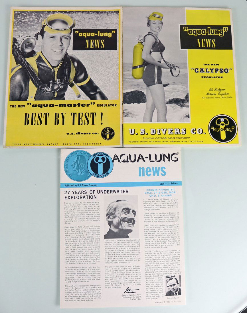 Lot of 3 US Divers Aqua-Lung Newsletters 1960s & 1970 (1 of 2)