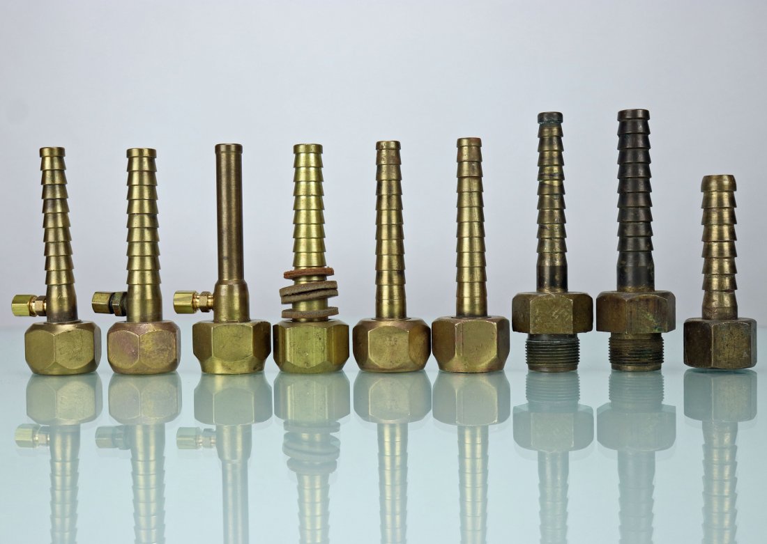 9 Vintage Divers Air Hose Barbed Brass Fittings (1 of 1)