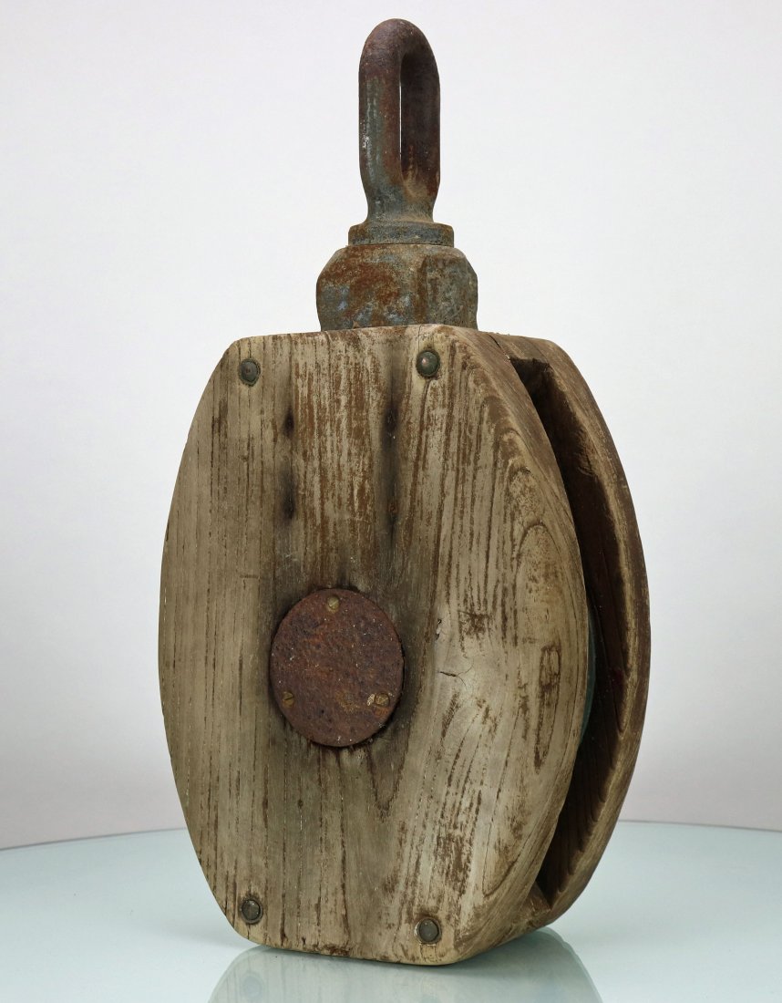 Large Antique Wood & Metal Ships Pully (1 of 3)