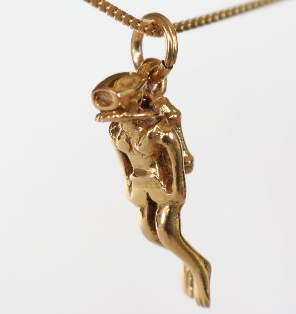 Gold Double Tank Helmet Diver Necklace Pendant (1 of 5)