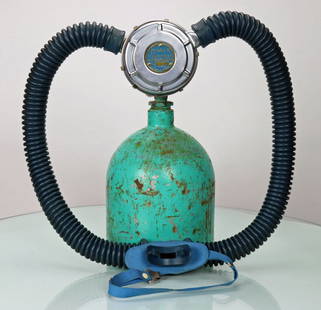 Nemrod Snark III Early 1960s Double Hose Regulator: Nice original Nemrod Model Snark III three stage double hose regulator. This example was likely produced in early 1960s and features the blue hose and straight mouth piece. Chrome body is in very good