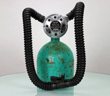 Dacor Diving Lung Dial A Breath Double Hose Regulator: Nice original DACOR Diving Lung Dial-A-Breath Model R3 two stage double hose regulator. This example was likely produced in early 1960s. Body is in good condition with only minimal wear associated