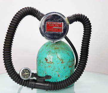 Sportsways Waterlung Dual Air Double Hose Regulator: Great looking Sportsways Waterlung Dual Air model double hose regulator. This example was produced from 1961 to 1962. Chrome body is in good condition with some wear associated with use and age. The S