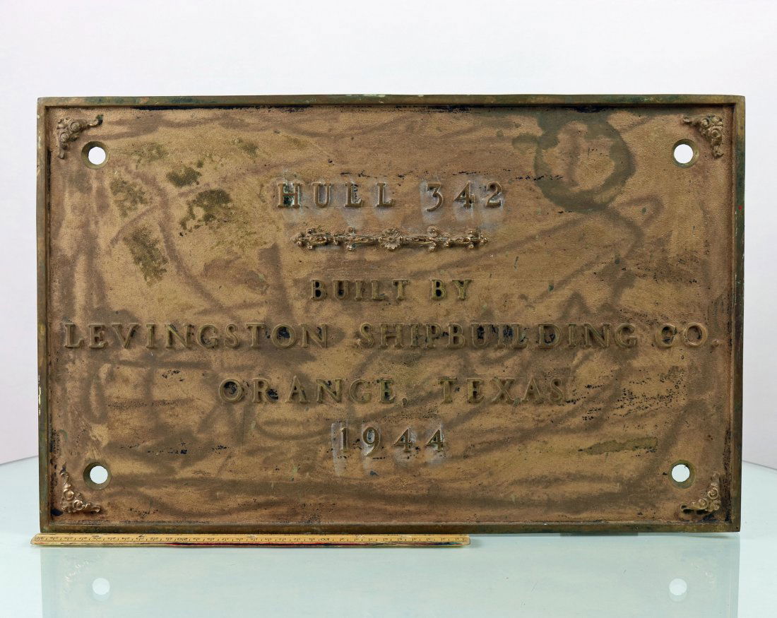 Original USS Sonoma ATA-175 Brass Hull Plaque 1944 (1 of 3)