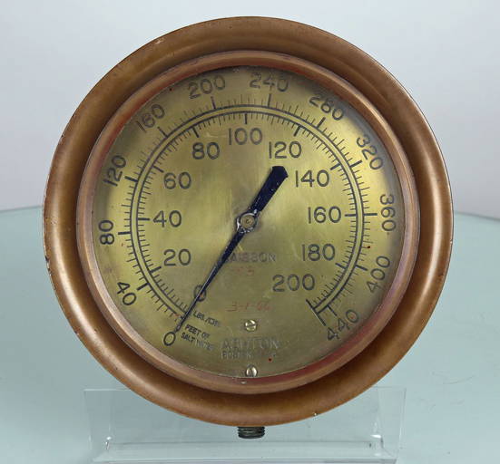 US Navy Submarine Brass Feet Of Salt Water Gauge Jul 17, 2021