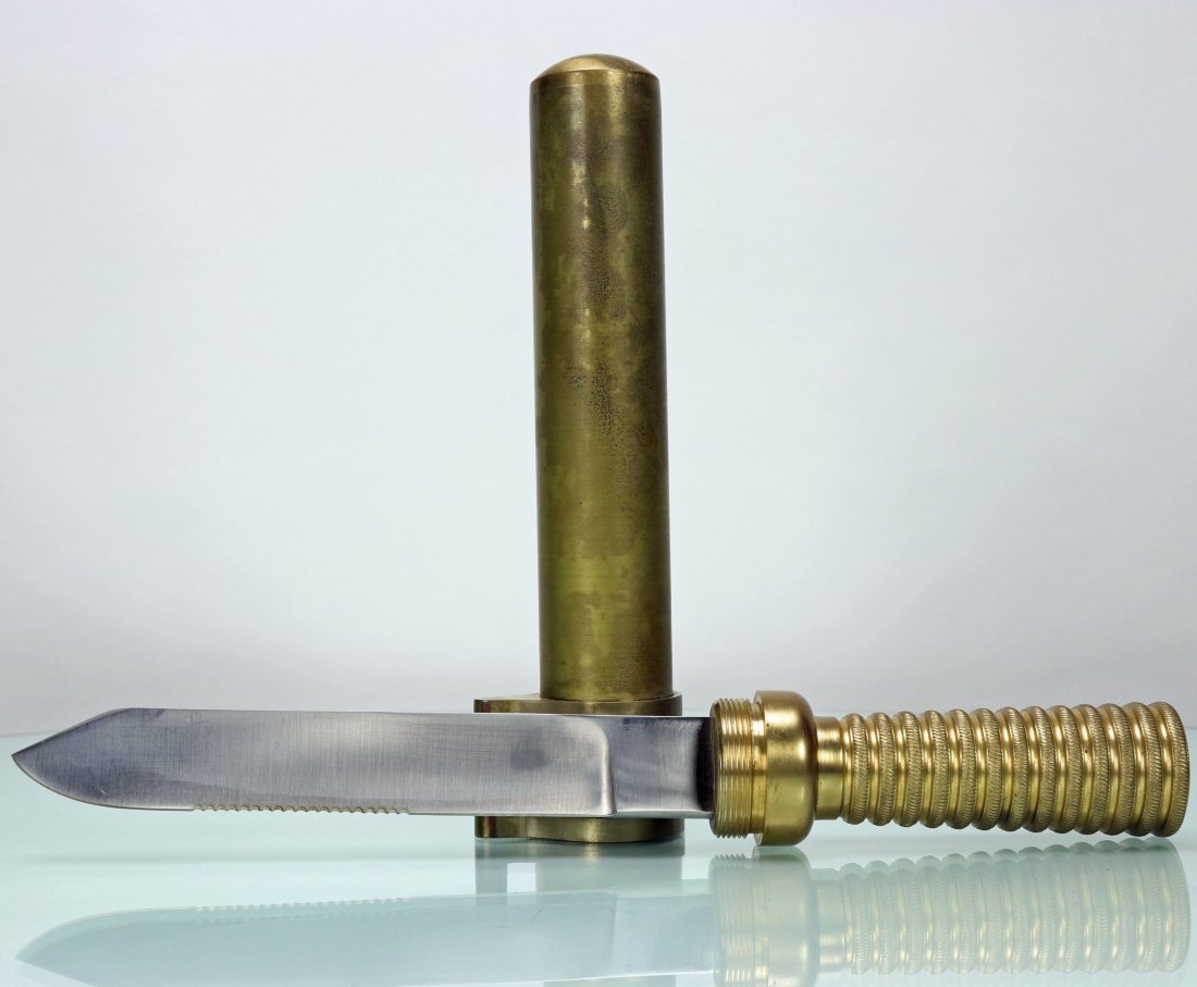 French Denayrouze Heavy Brass Divers Knife (1 of 6)