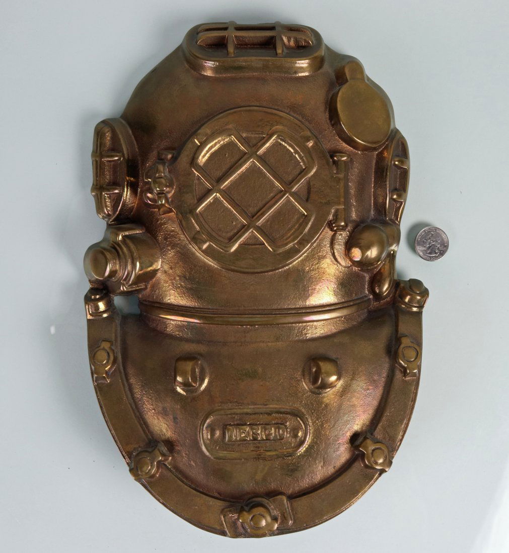 16 Pound Brass DESCO Mark V Diving Helmet Plaque (1 of 3)