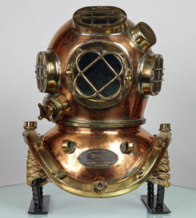 1956 DESCO Commercial 4 Light 12 Bolt Diving Helmet: Offered is a very seldom seen Diving Equipment & Supply Company (DESCO) commercial model diving helmet. Specifically referred to as the model 29134, this is a 4 light 12 bolt (4 windows and twelve stu