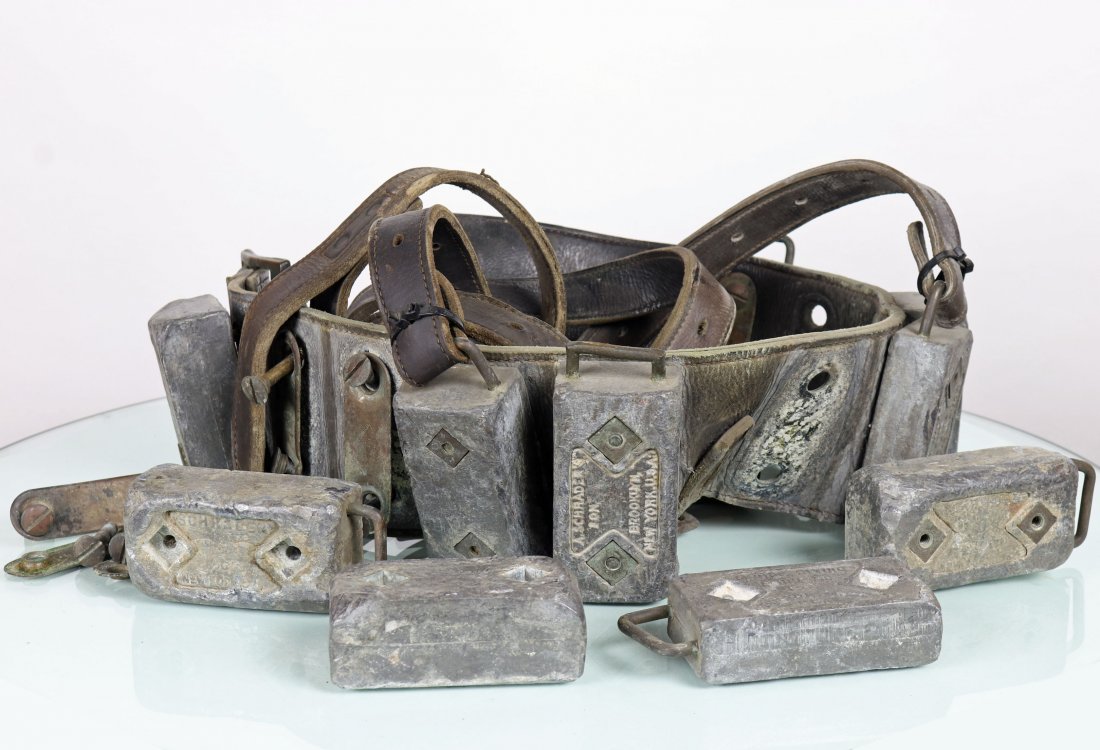 Antique Divers Weight Belt, Schrader, DESCO, Morse Lead (1 of 2)