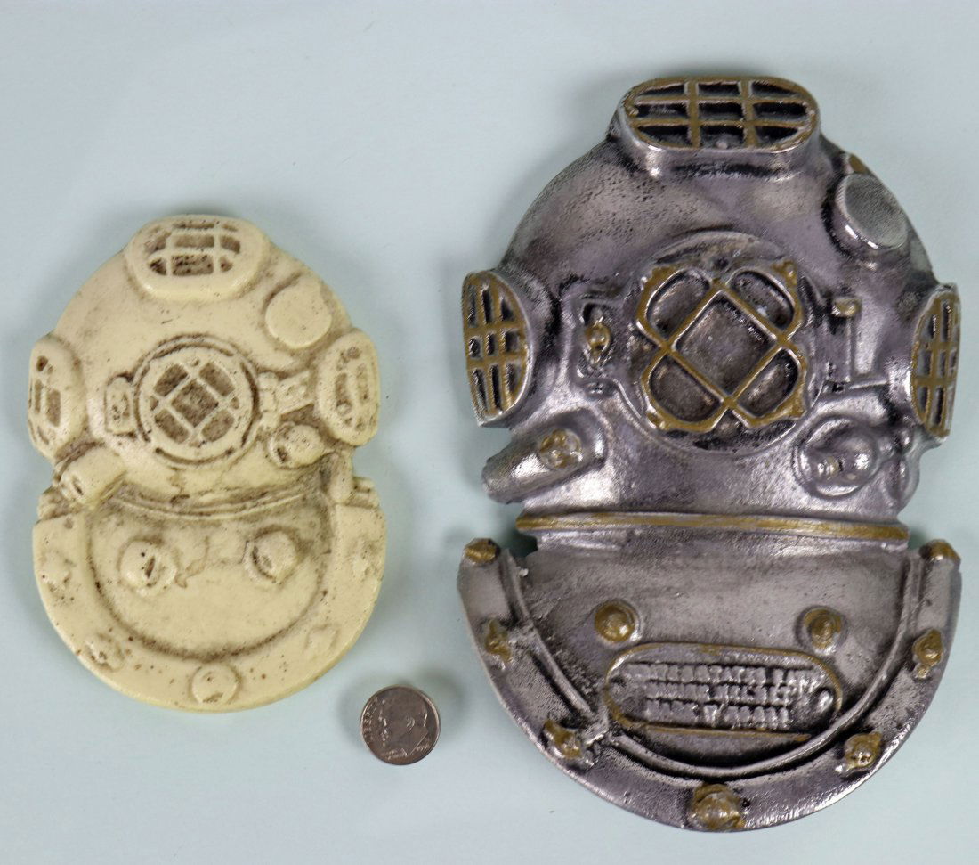 2 Mark V Diving Helmet Plaques Aluminum & Soap Stone (1 of 1)
