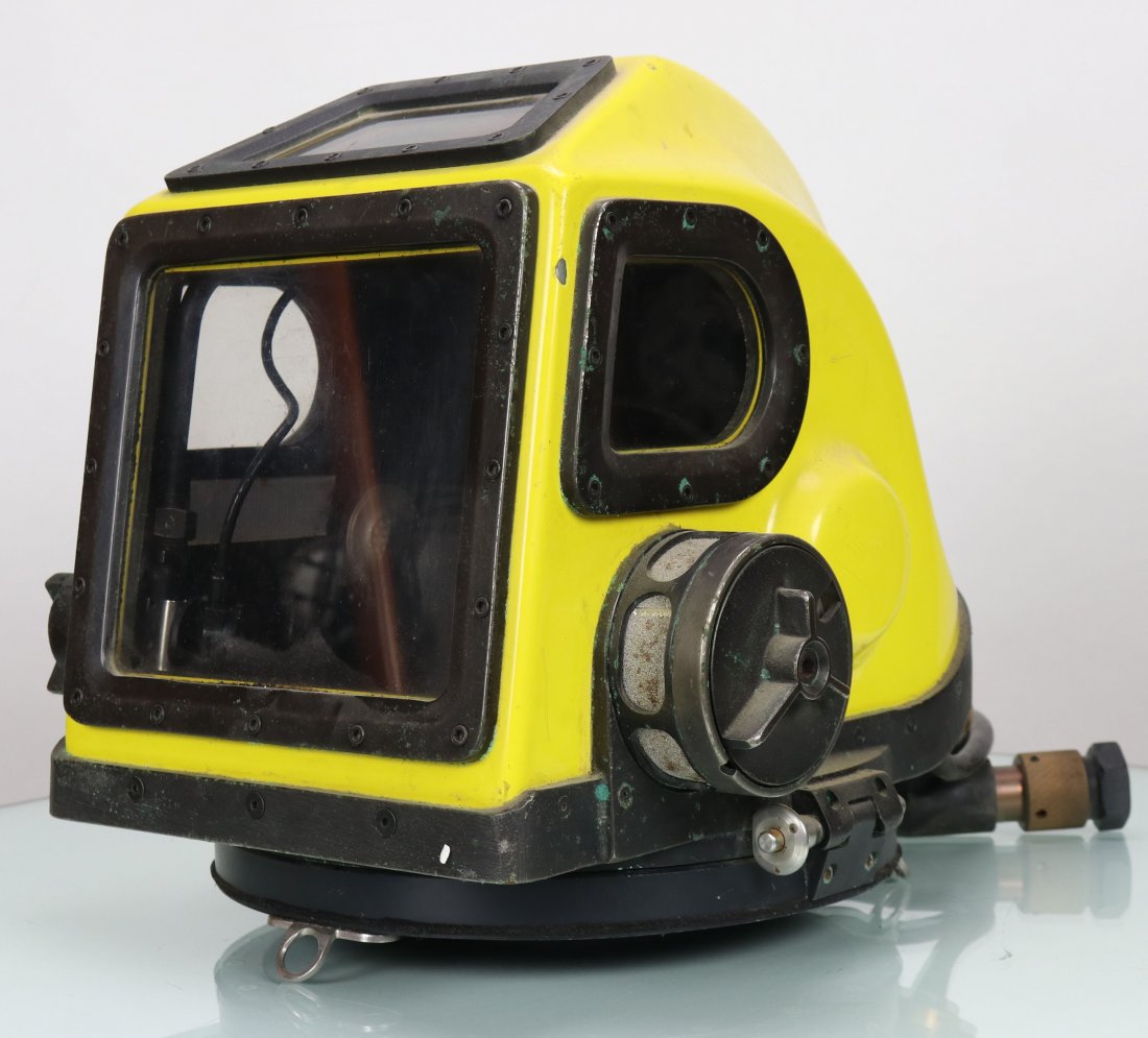1983 US Navy Mark 12 Diving Helmet Excellent Condition: This is one of the nicest unrestored US Navy Mark 12 helmets we have ever seen! Unlike a vast majority in circulation, this one somehow escaped being decommissioned by the Navy. The yellow fiberglass