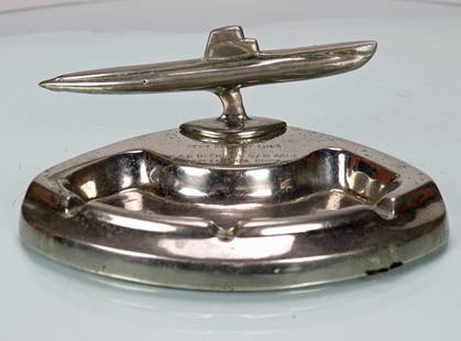 New London Submarine Base Officers Presentation Ashtray: This is a very impressive vintage presentation piece from the New London Connecticut Submarine base. This detailed submarine ashtray was presented to Lt. W.P. Cline from the E&R Officers Submarine Bas