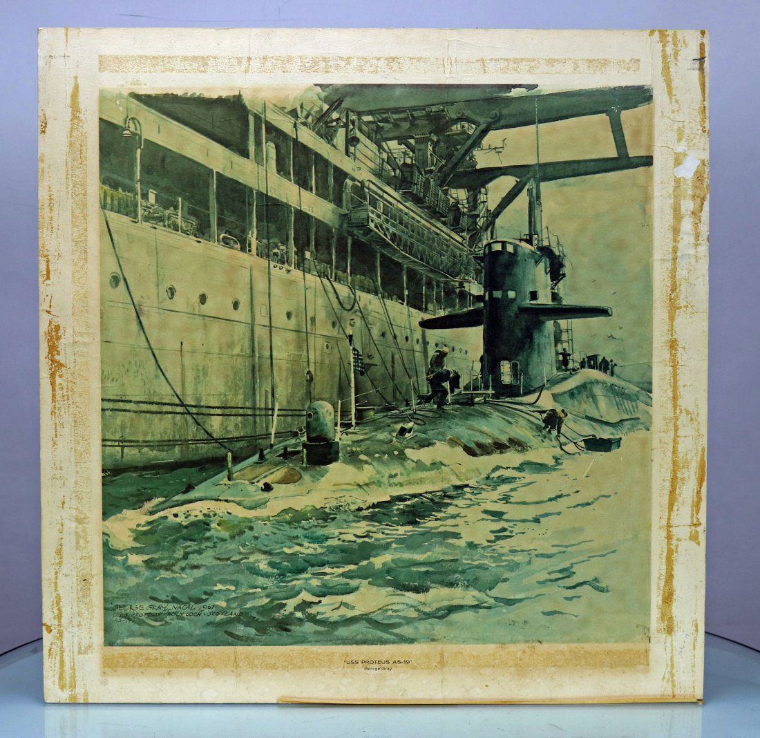 USS Proteus AS-19 & Sub At Holy Loch 1961 Art (1 of 3)