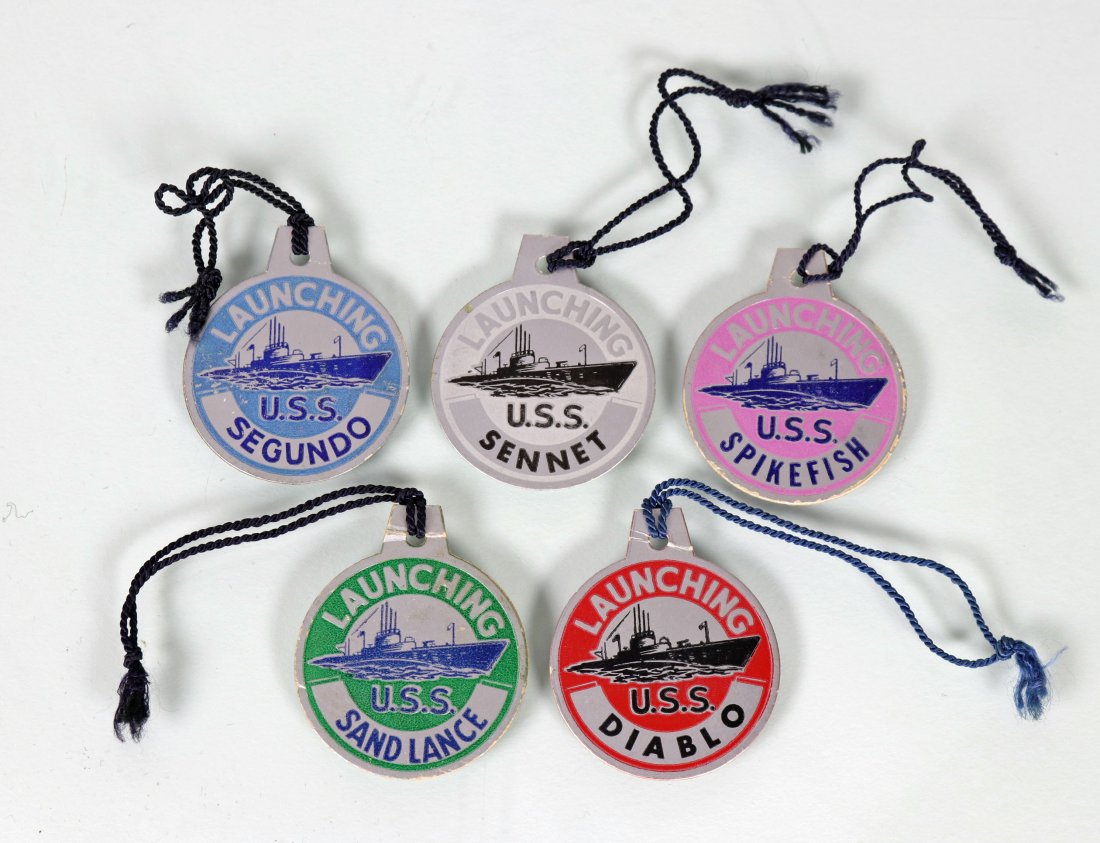 5 Submarine Launch Tags Diablo, Sennet, Spikefish + More: This is a grouping of five original submarine launching tags. The submarines represented are the U.S.S. SEGUNDO, U.S.S. SENNET, U.S.S. SPIKEFISH, U.S.S. DIABLO, and U.S.S. SAND LANCE. Each may have mi
