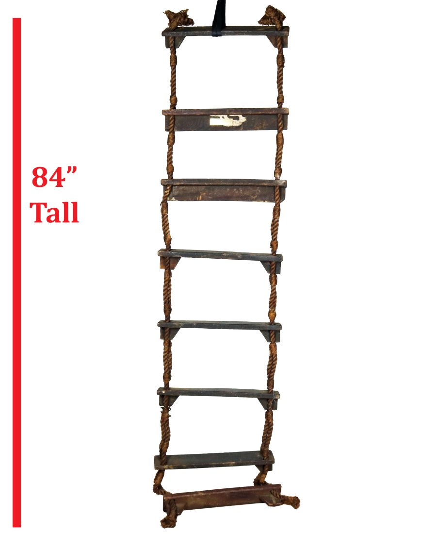 Old Rope & Wood Ships Ladder w/ Queen Mary Plaque (1 of 2)