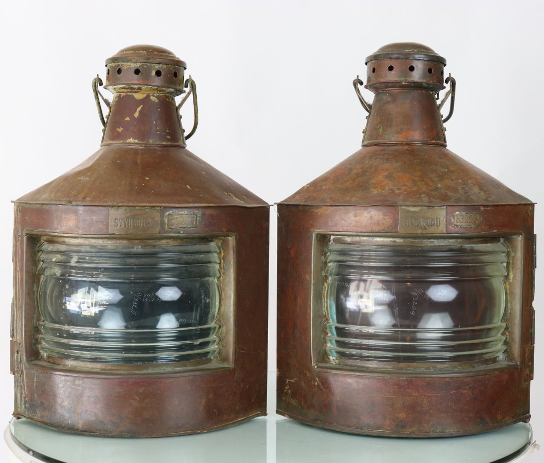 Danish Styrboard & Bagbord Copper Ship Lights (1 of 6)