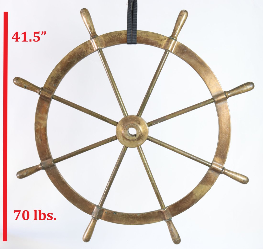 Large Solid Brass Ship Steering Wheel (1 of 3)