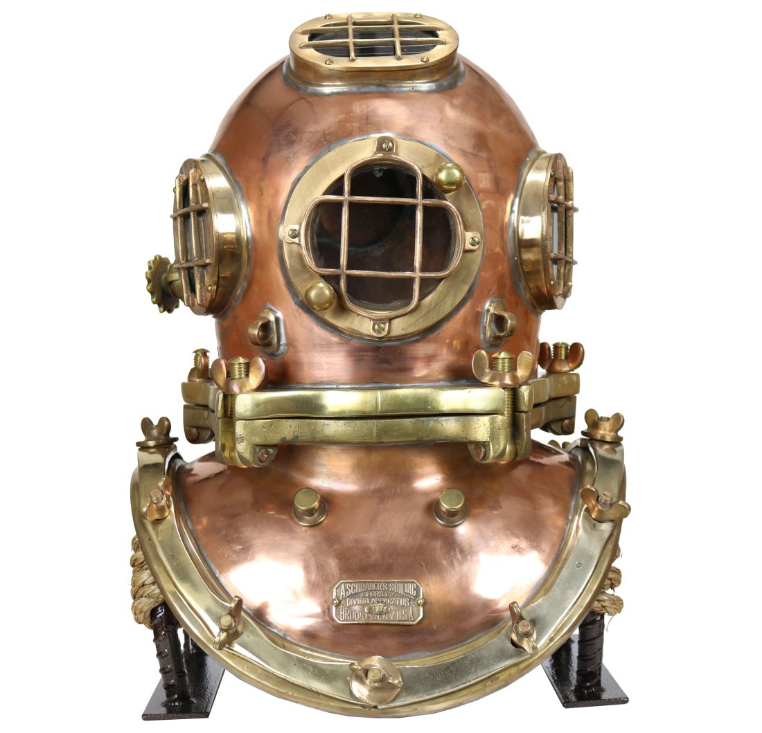 A. Schraders Son 1930s 5 Bolt 4 Light Restored Diving Helmet (1 of 9)