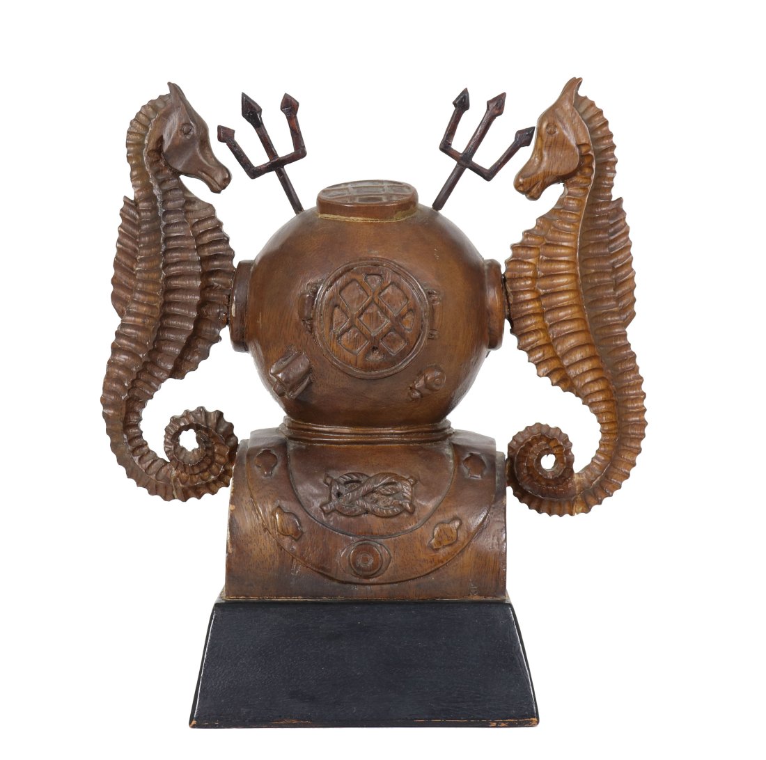 US Navy Master Diver Wood Diving Helmet Display (1 of 2)