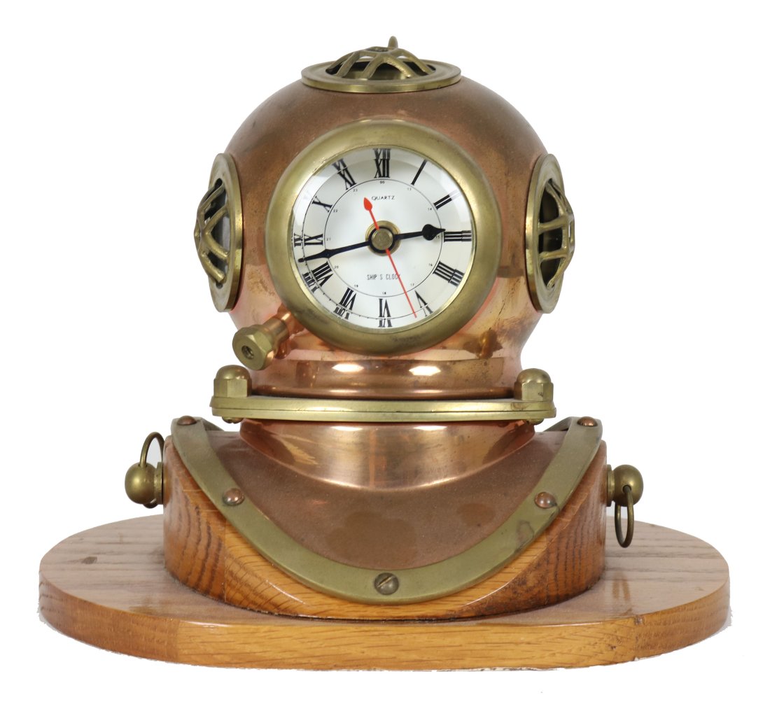 Copper & Brass Diving Helmet Clock Display (1 of 2)