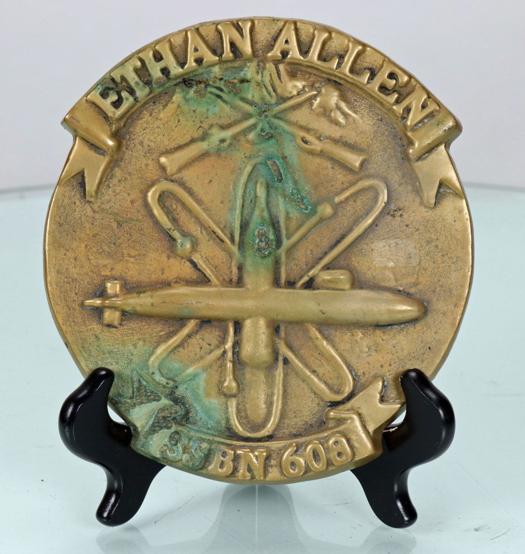 Ethan Allen SSBN 608 Submarine Brass Plaque (1 of 1)