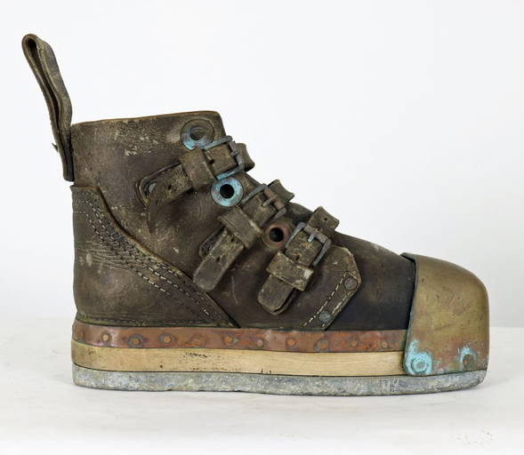 Heavy Leather Brass Lead Divers Boot February 1940 (0068) on Dec 10